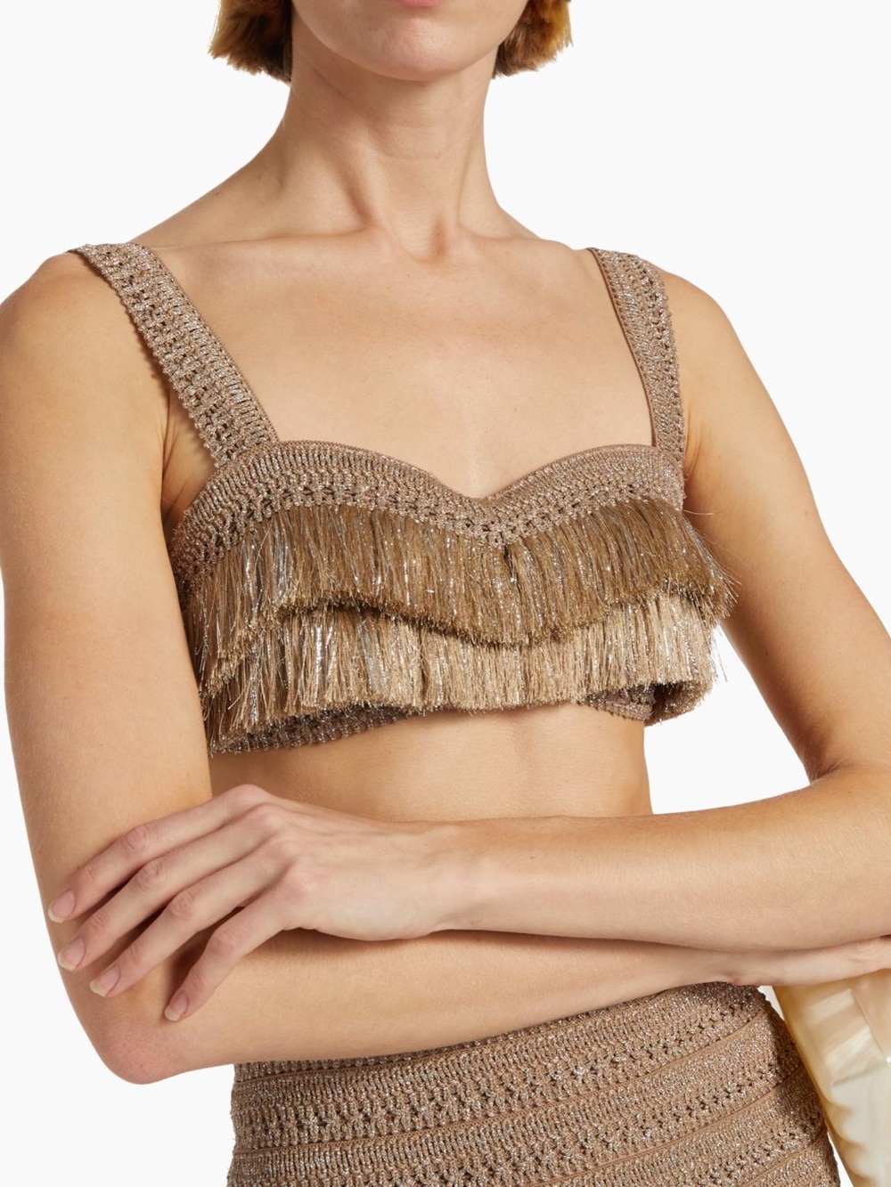 PatBo Fringe Bralette in Gold Size 4 - Picture 2 of 15